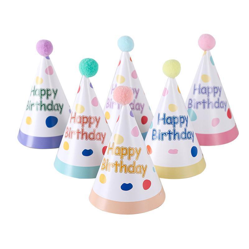 Birthday Party Hats 6pcs Shiny Metal Wire Lovely Happy Birthday Pattern for Kids Birthday Souvenir Party Decor Supplies