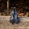 Desktop Gothic Sculpture Resin Scary Horror Ornament Ghost Sitting Sculpture for Outdoor Garden Shelf Decor