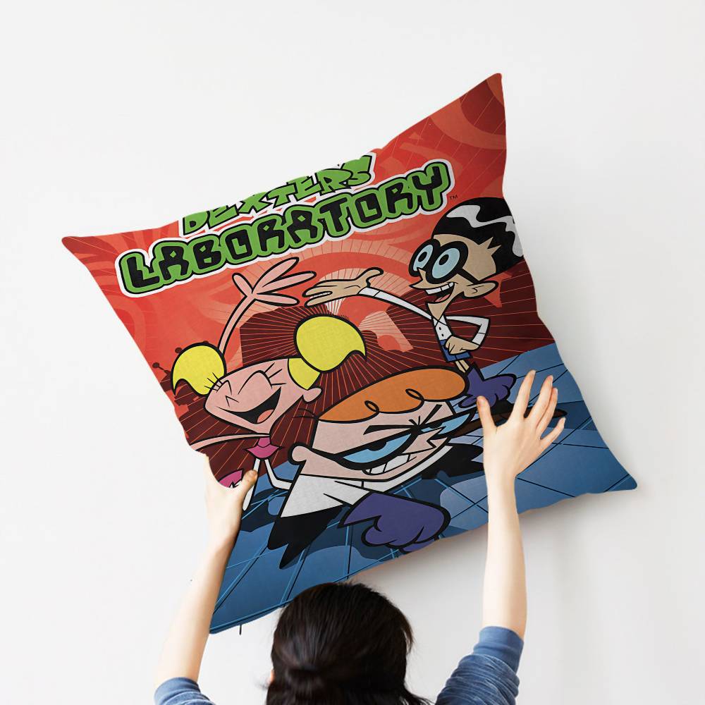 Kreslený D-Dexterova laboratoř Personalizovaný obrázek text domácí dekorativní polštáře Domácí dárky 45x45cm