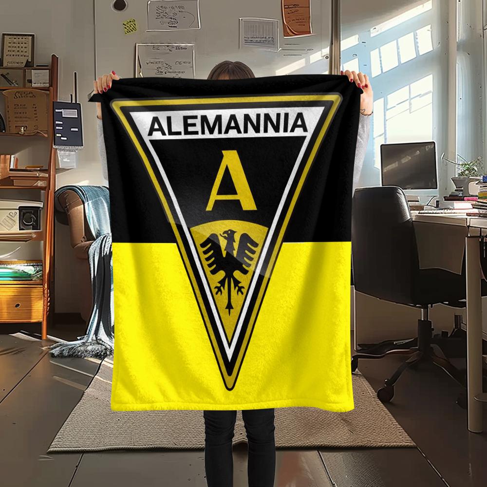 Alemannia Aachen Pattern Flannel Blanket, High Quality Comfortable for All Seasons, Home Decor, Warmth and Comfort, Perfect for Gifts.