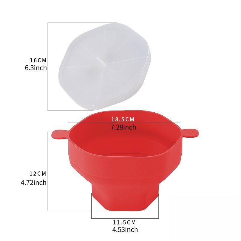 Silikon Mikrovågsugn Popcorn Poppare BPA Fri Hopfällbar Popcornskål Mikrovågsugnsäker Popcornmaskin med Lock Tål Diskmaskin