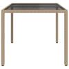 Vidaxl Garden Table, 150X90X75 Cm, Glass and PE Rattan, Beige