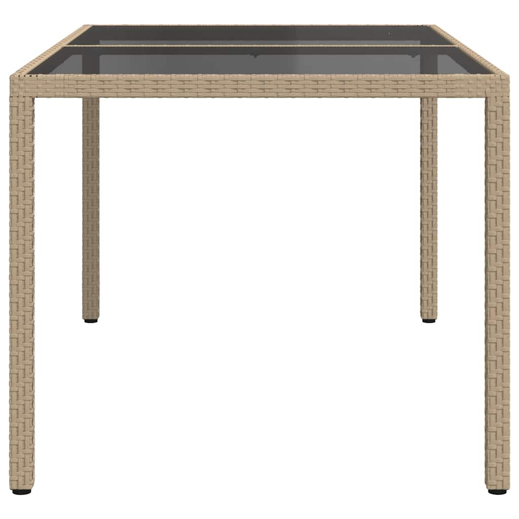 Vidaxl Garden Table, 150X90X75 Cm, Glass and PE Rattan, Beige