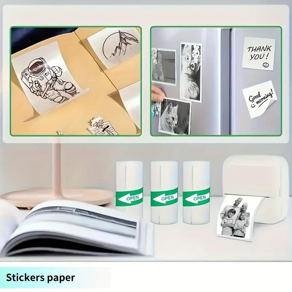 Stickerdrucker, Mini Thermodrucker Bluetooth Tragbarer Sticker Maker Druckpapier, für Notizen, Bilder, Etiketten, DIY, Mehrere Vorlagen