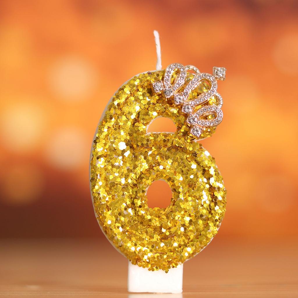 1pc Golden Crown Number 0-9 Cake Decor Candles for Birthday Wedding Anniversary Party DIY Cake Decoration Supplies