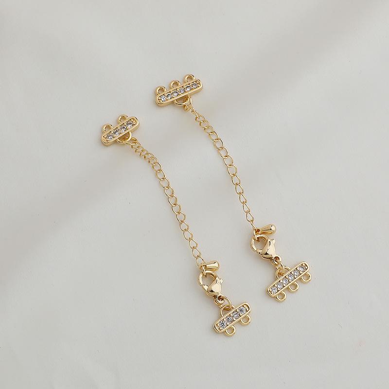 14K Gold-Plated Lobster Clasp Zircon Tassel Pendant Chain for DIY Jewelry Extension