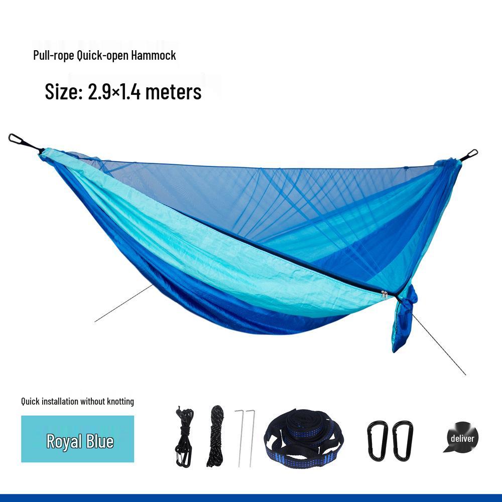 Army Green Quick Open Mosquito Net Hammock - Durable Nylon Outdoor Gear