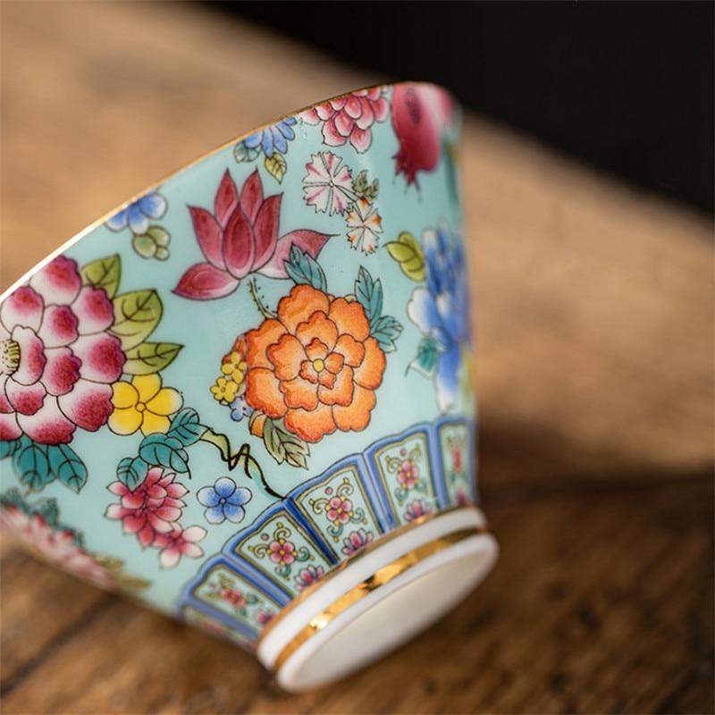 Jingdezhen Enamel Color Ceramic Master Cup Tea Cup Porcelain Small Tea Bowl Tea Set Office Drinkware
