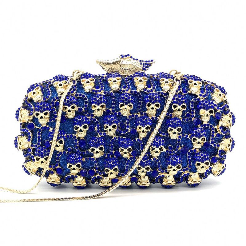 WHTUOHENG Skull Shape White Crystal Black Purse For Party Prom Handbags Luxury Mini Diamond Dinner Clutches Desgin Cocktail Bags