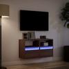 Vidaxl Ścienne Szafki Tv Z Led, 2 Szt., Brązowy Dąb, 41X31X45 Cm