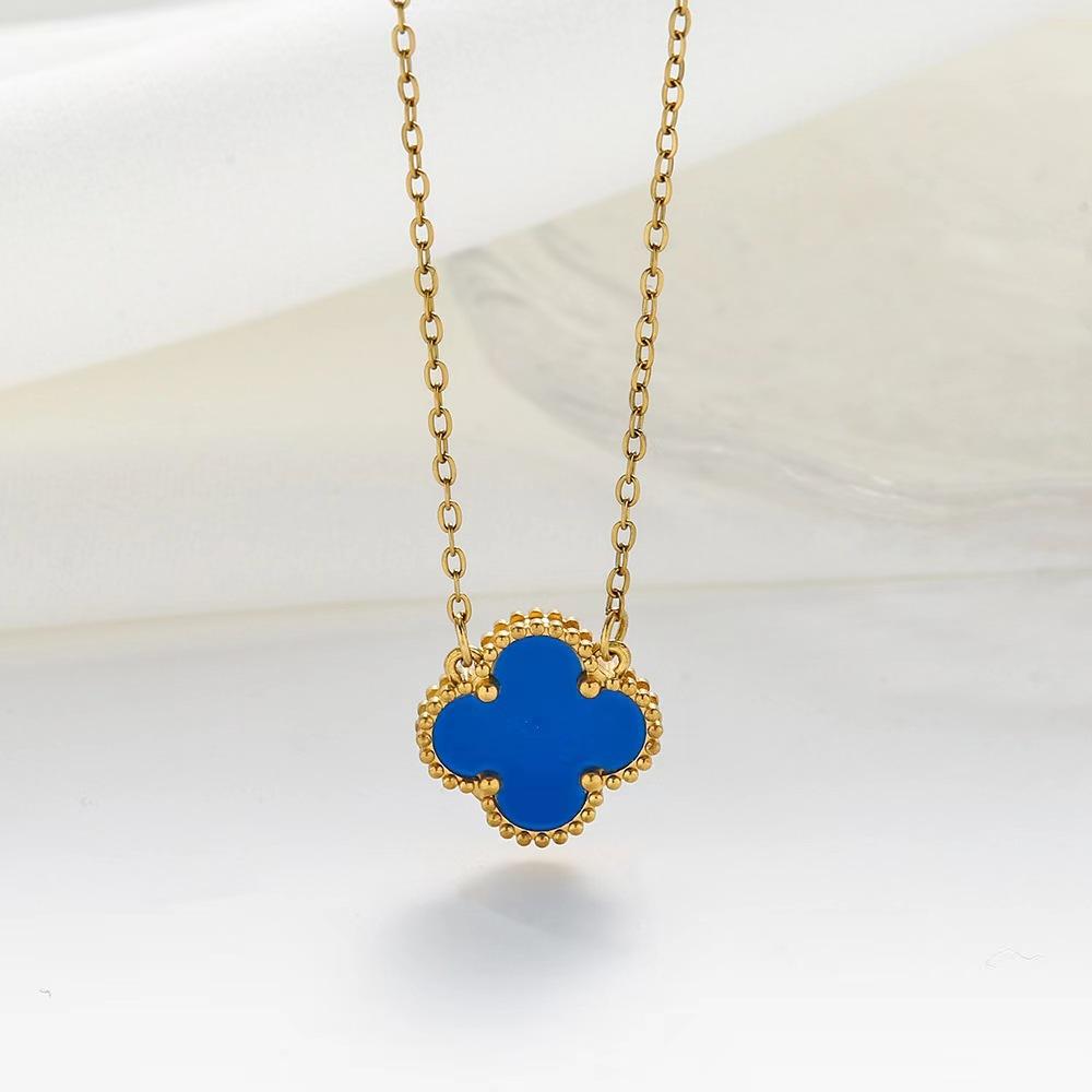 Simple Titanium Steel Necklace Does Not Lose Colour Four-Leaf Clover Shell Pendant Ins Tide Net Red Collarbone Chain
