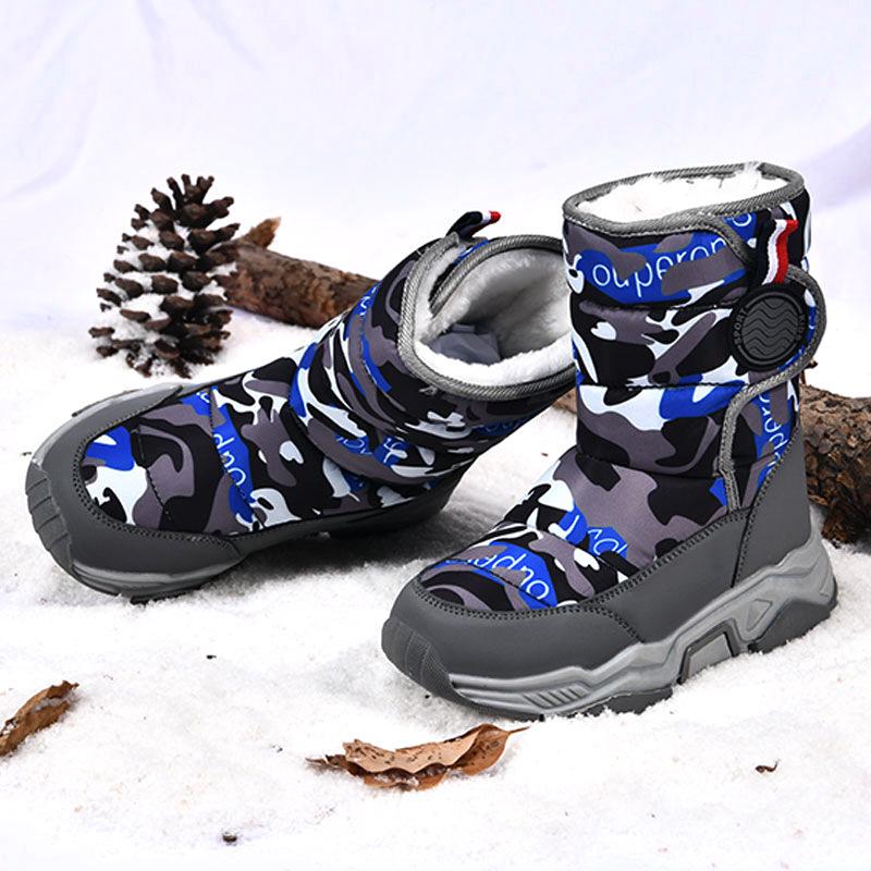 Kids' Winter Snow Boots - Warm, Velvet-Lined, Anti-Slip Leather Shoes for Outdoors