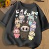 Estate Carino Labubu Stampa Cartone Animato T-shirt Bambini Kawaii Top Maglietta Bambino Bambina Maglietta Divertente