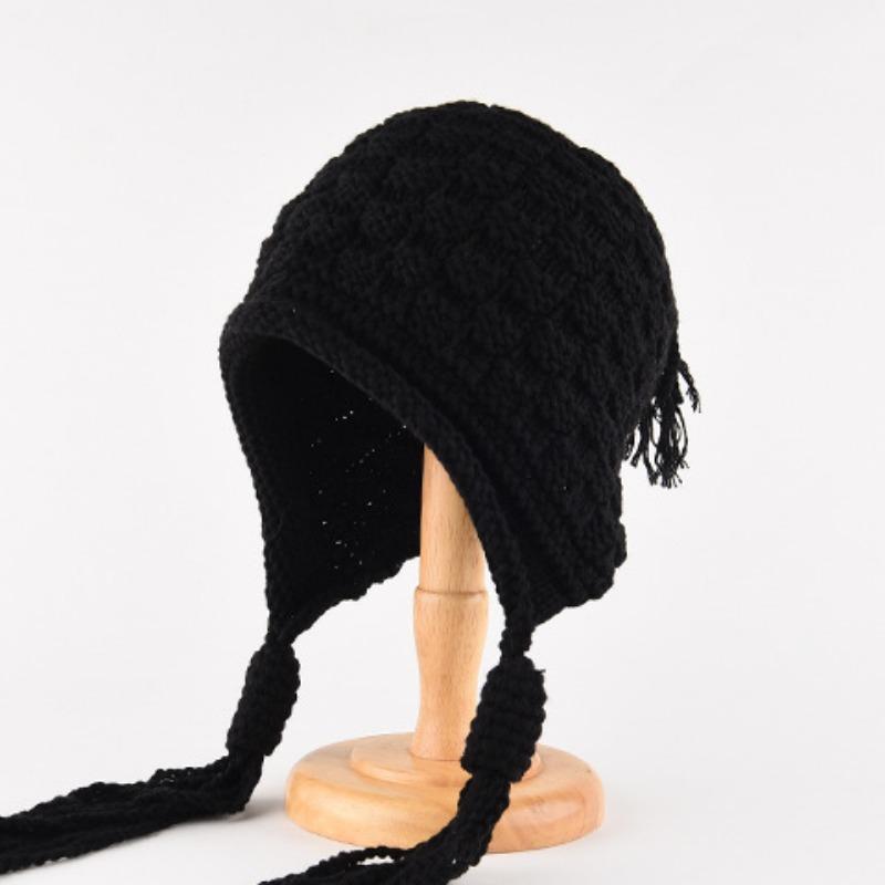 Mütze Damen Winter Warm Ohrenschutz Gestrickte Überziehmütze Sturmhaube Hut Band Doppelnutzung Plüsch Blitzmütze