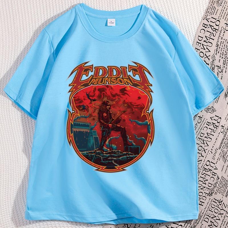 

Eddie Munson Playing Guitar Graphic T Shirts Men Women Streetwear Tshirt Mens Cotton Short Sleeve Tee Breathable Clothing 4XL