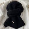 Knitted scarf keeps warm winter atmosphere, solid color lazy small scarf versatile high-end couple women's autumn and winter scarf