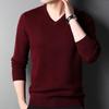 Men's Pure Wool V-Neck Sweater - High-End, Thickened, Warm Winter Knit for All Ages