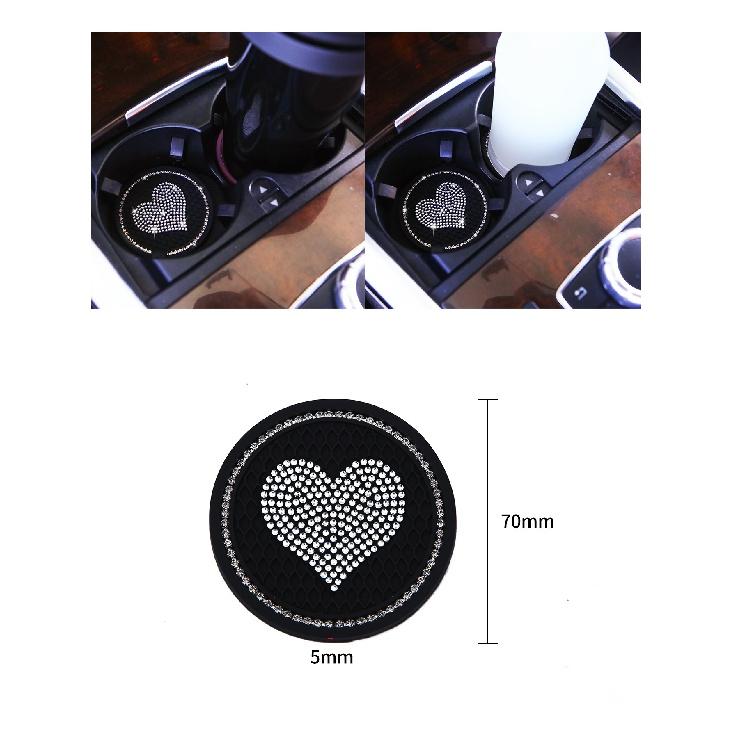 2 stücke Auto Nicht-slip Wasser Tasse Pad Diamant Strass Bling Dekoration Auto Innen Tasse Flasche Gummi Matte Auto