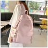 Korean Harajuku Ins All-matching Schoolbag Female Middle School Students Pure Color Backpack Simple Casual Travel