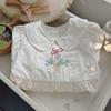 Autumn 2026 Floral Embroidered Girls' Princess Dress with Lace Doll Collar and Long Sleeves