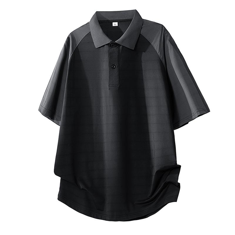 Summer Ice Silk Short Sleeve T-shirt Men's Loose Half Sleeve T-shirt Ice Silk Thin Collar Polo Shirt