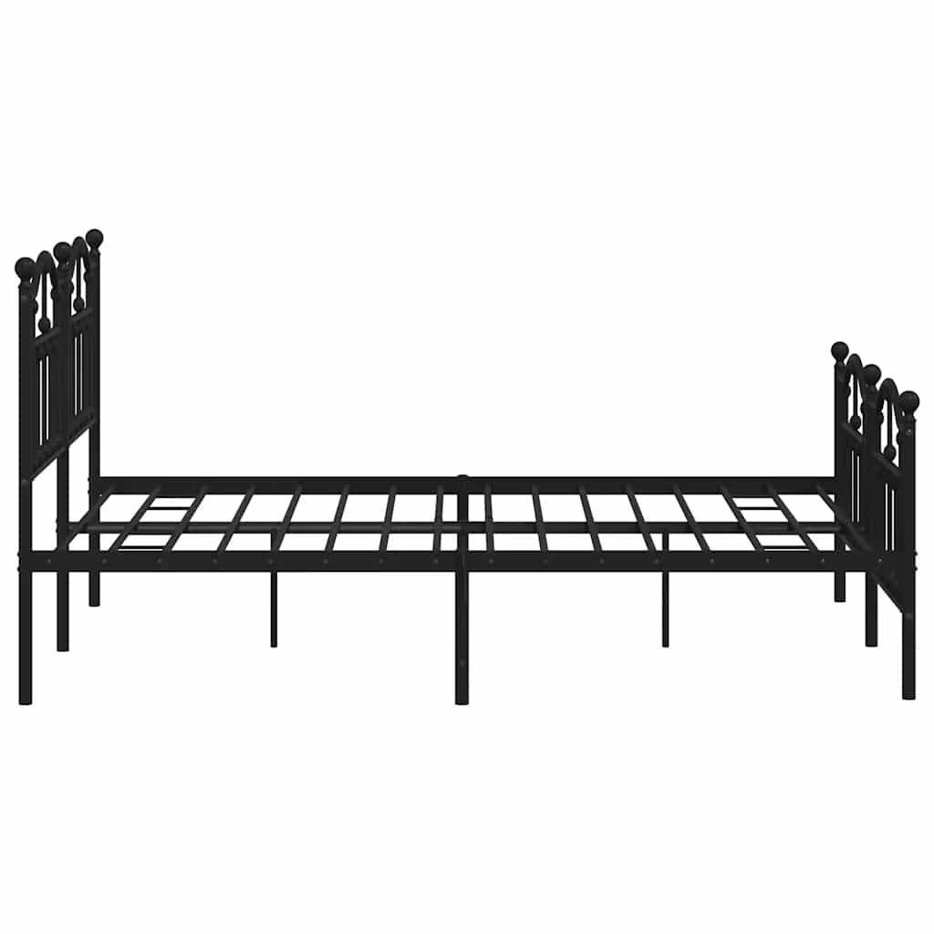 Vidaxl Metalowa Rama Łóżka Z Wezgłowiem I Zanóżkiem, Czarna, 140X200Cm