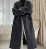 Popular long-haired suit collar double-sided cashmere coat, double-breasted classic women's coat
