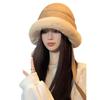 Winter new plush bucket hat women's thickened warm basin hat windproof ear protection winter fluffy hat cute tide