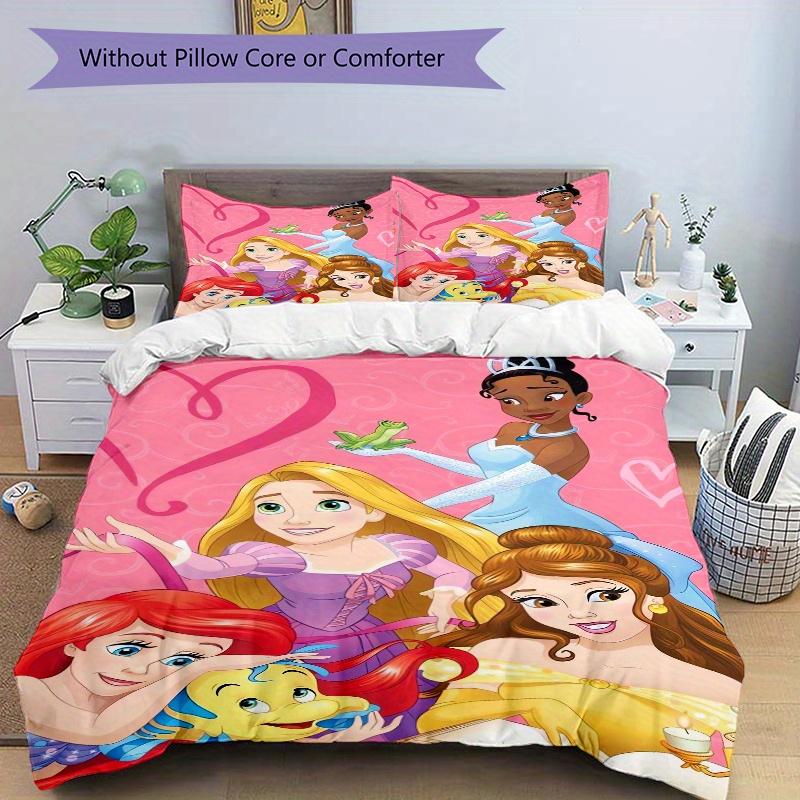 3pcs Cartoon Disney Princesses Bedding Set - Includes 1 Quilt Cover and 2 Pillowcases, Comfortable Bedding with Stylish Design for Bedroom, Machi