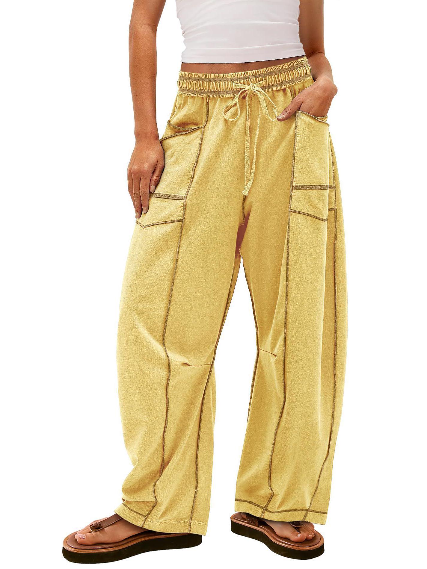 Yise 2026 Women s Loose Wide-Leg Drawstring Summer Pants S