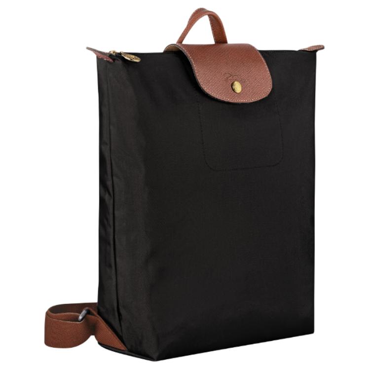 Longchamp Le Pliage Original Struktur Logo Verstellbarer Breiter Schultergurt Nylon Tragetasche Rucksack Damen Rucksack Schwarz 10284089001