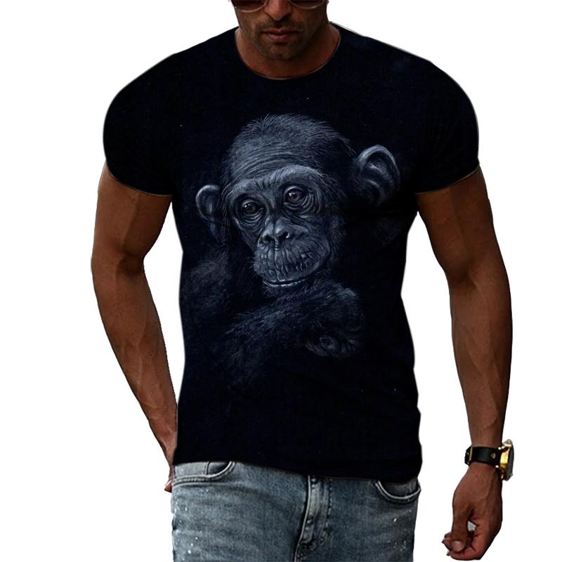 Sommar Trendiga män Funny Monkey grafiska t-shirts Mode Smak Casual Personlighet Tryckt T-shirt Hip Hop street style T-shirts Topp