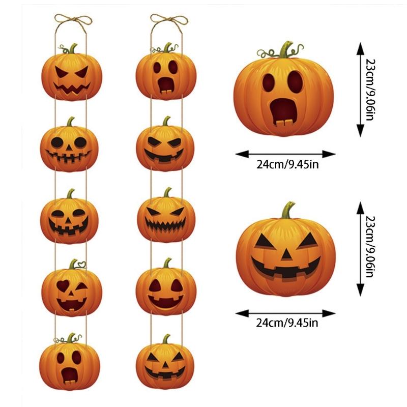 Halloween Entry Sign Set, Two Cardstock Hanging Panels with Grin Face Cutouts for Glass Display, Party Scene, Hall Styling and Room Entry