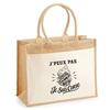 Tote Bag - PLANETEE - I Can't Minimalist - Jute and Cotton Canvas - Beige - 21 L (43×33×21 Cm)