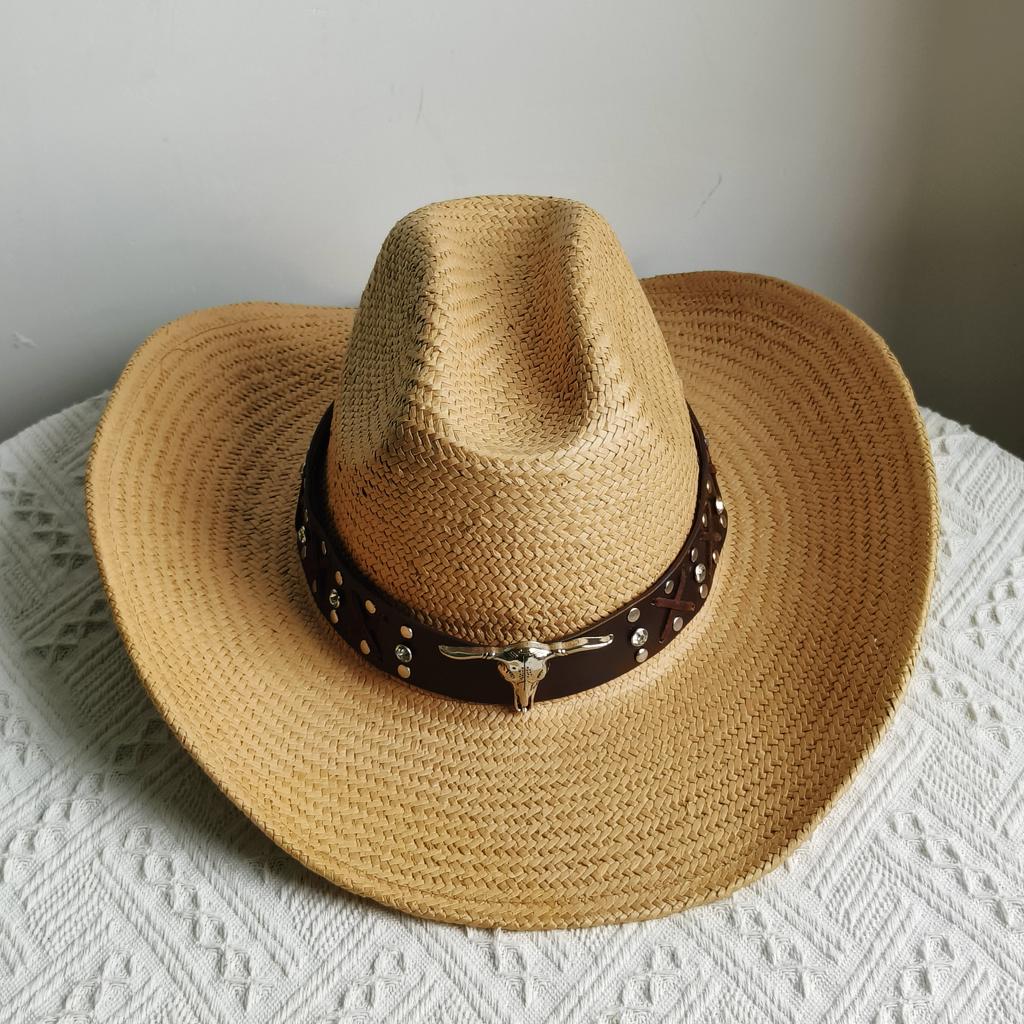 Westerse Cowboy Strooien Hoed dames Mode Grote rand cowboyhoed basin buiten reizen zonbescherming strooien hoed sombrero vaquero