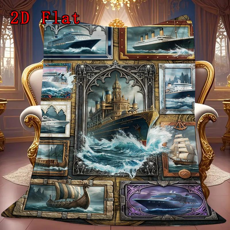Maritime Dreams Collage 2D Flat Pattern Flannel Blanket, High quality All Seasons, Home Decor, Warmth and Comfort, Perfect for Christmas Gifts.