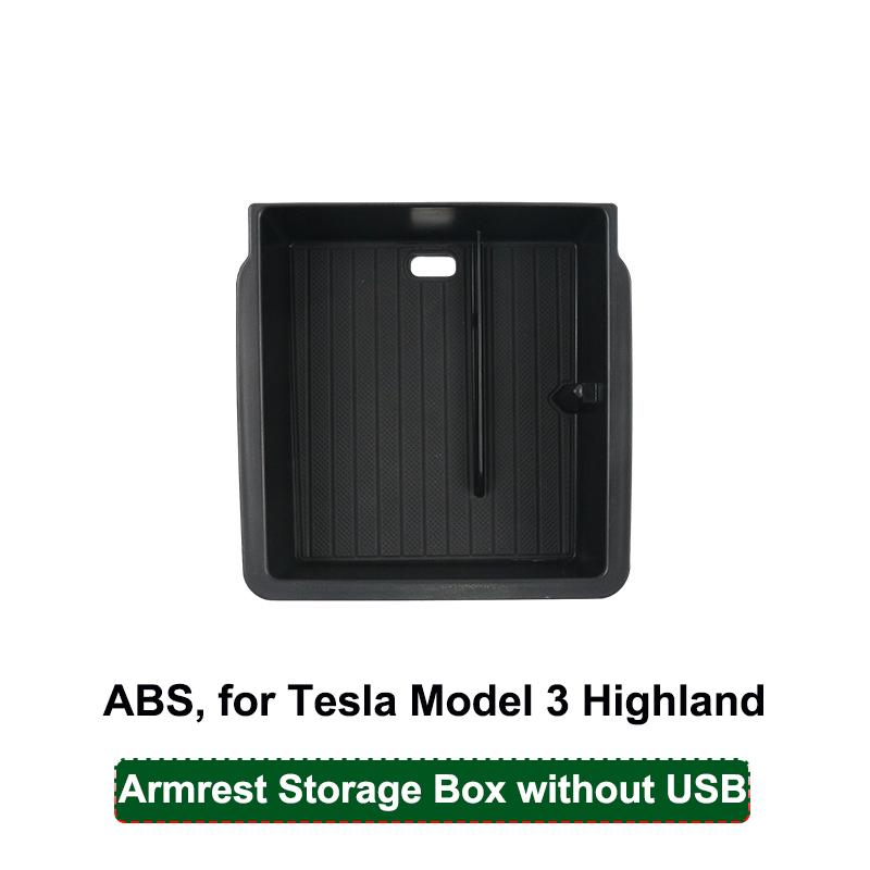For Tesla Model Y Juniper 2025 Center Control Armrest Storage Box Model3 Highland USB Type C Charging Hub Glasses Clip Organizer