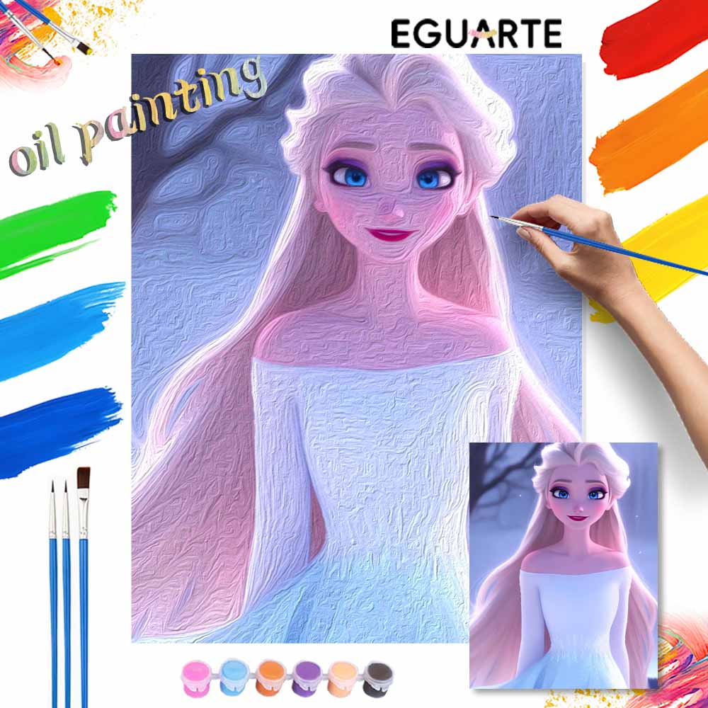 Disney Frozen Elsa Paint By Number Kit Portrait Drawing Canvas DIY Picture Home Decor Custom Wall Art Gift Painting Craft Kits Set