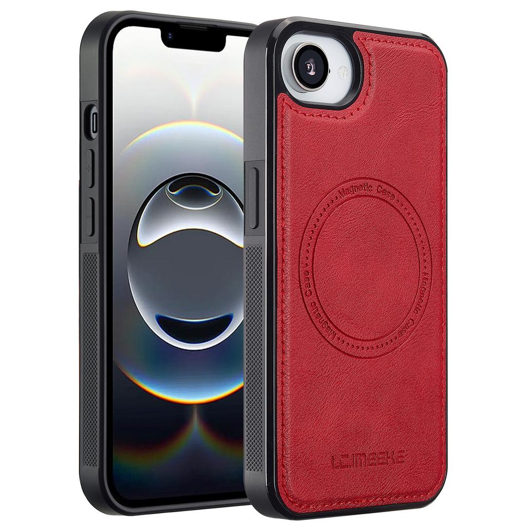LC.IMEEKE For iPhone 16e Magnetic Case Compatible with MagSafe Leather+TPU Back Cover