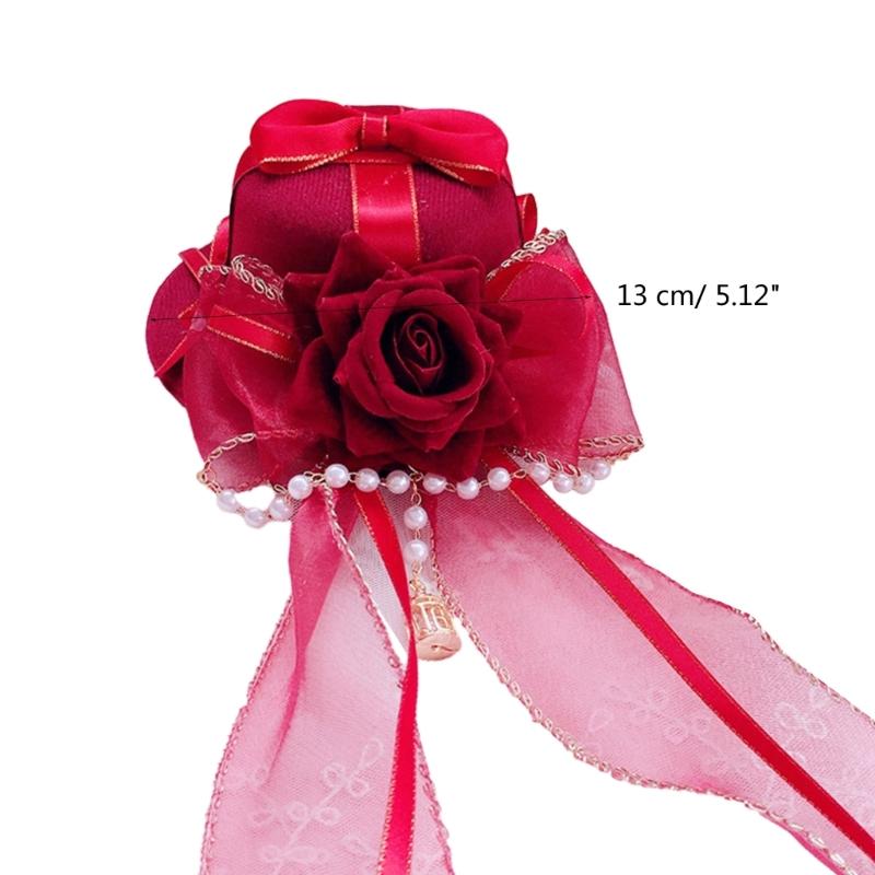 Gothic Lace Flat Top Hat with Veil Ribbon for Women Cosplay Party Costume Day of the Death Headpiece Holiday Accessories