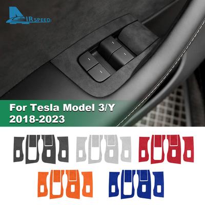 Italy Super Suede Car Window Control Switch Lift Button Sticker Cover for Tesla Model 3 Model Y 2018- Trim Auto Accessories