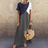 2023 Geometric Color Block Patchwork Long Summer Beach Dress