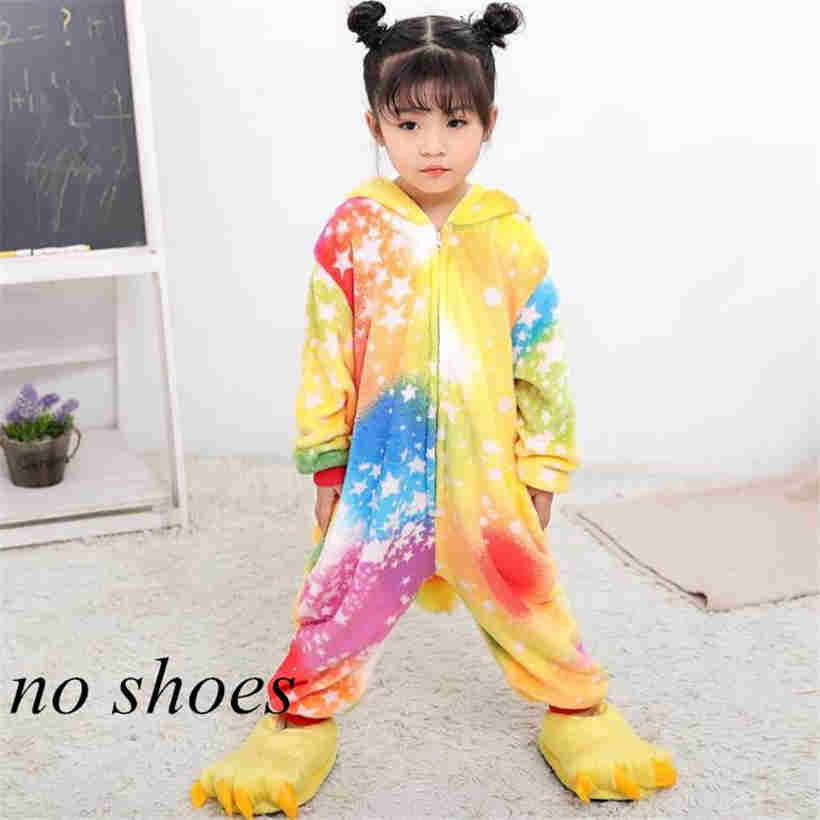 Autumn Winter Cartoon Animal One Piece Children Pajamas Flannel Coral Velvet Seepwear Set