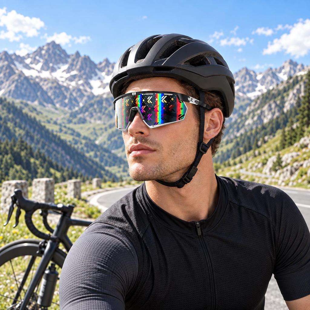 KAPVOE Photochromic Cycling Sunglasses Carbon Fiber Temples Wide Lens Sports Glasses for Running Hiking Road Bike Men Women2