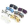 SHAUNA New Square Rimless Sunglasses Women Fashion Clear Ocean Gradient Lens Shades UV400 Retro Rivets Men Sun Glasses