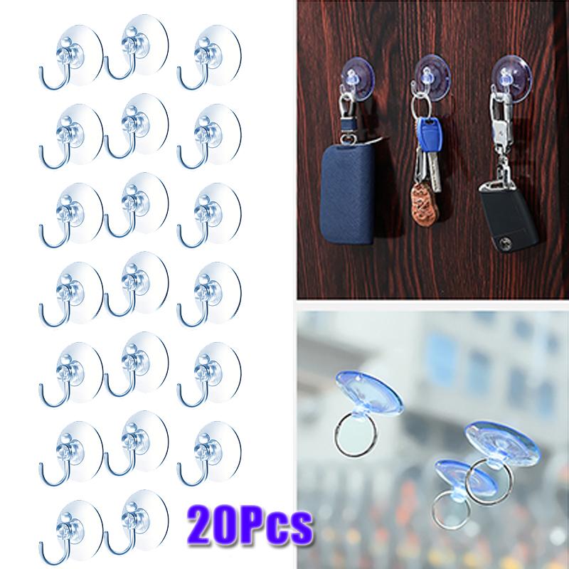 

20Pcs Suction Cup Hooks Clear PVC Strong Suction Cup With Hooks Home Kitchen Bathroom Wall Hooks Window Towel Robe Hangers