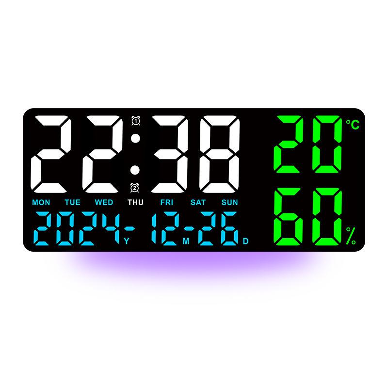 GH9002 Multi-functional Wall Clock: Large Font, Night Light, Temperature & Humidity Display, Multiple Alarms