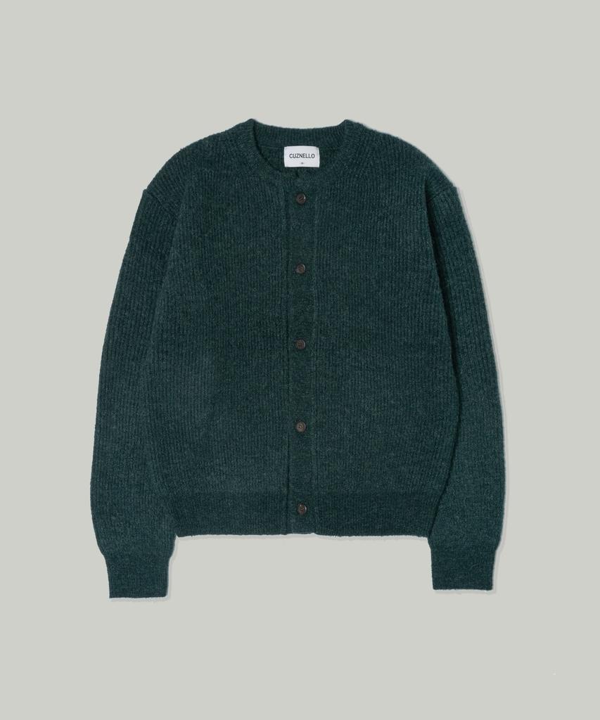 Cuznello Crew Neck Cardigan_Deep Green