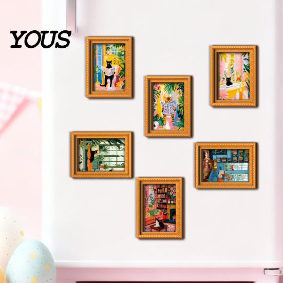 Decorative Fridge Magnets for Photos Cute Cat Magnetic Magnet, Vintage Wooden Picture Frame, Fun Frames Office Whiteboards Scene Decor Metal Cabinets,
