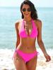 European & American Tie-Up Bikini: Sexy Solid Color Swimwear for Beach Vacations